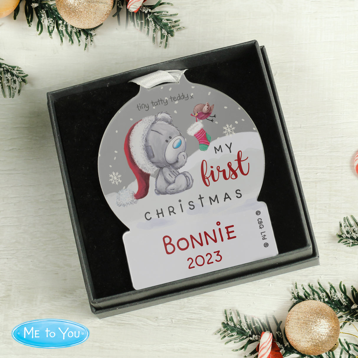 Personalised Tiny Tatty Teddy Snow Globe: 1 - Christmas Decorations