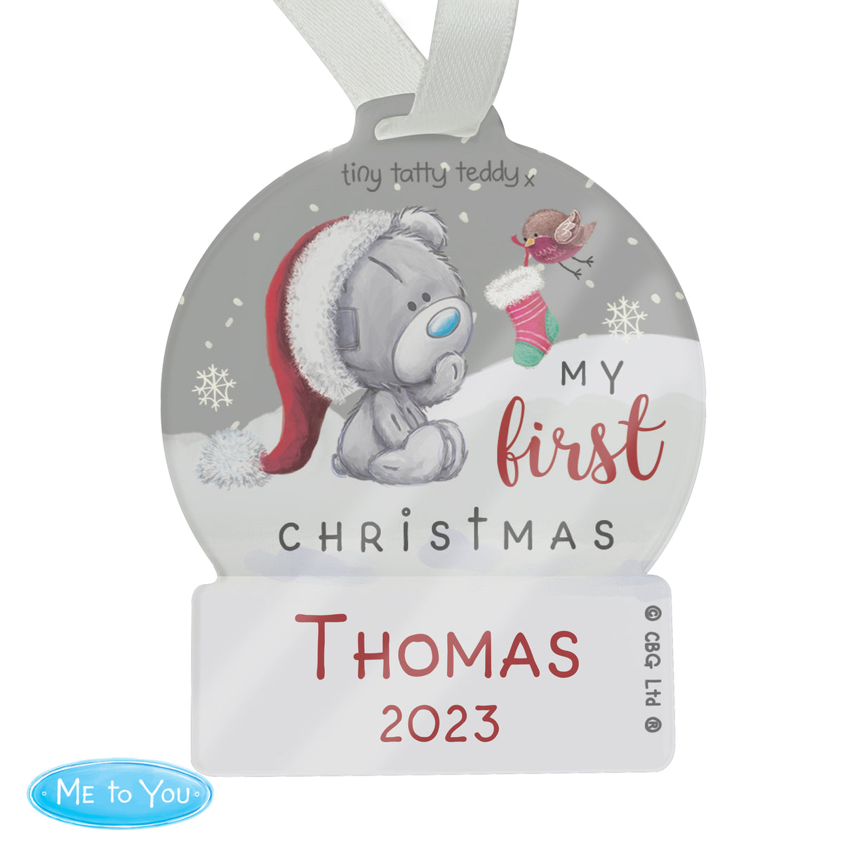 Personalised Tiny Tatty Teddy Snow Globe: 4 - Christmas Decorations