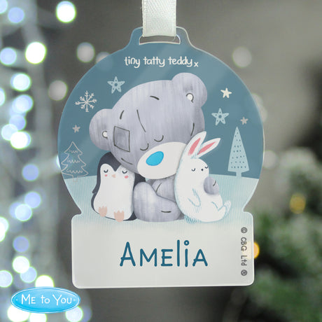 Personalised Tiny Tatty Teddy Snow Globe: 1 - Christmas Decorations