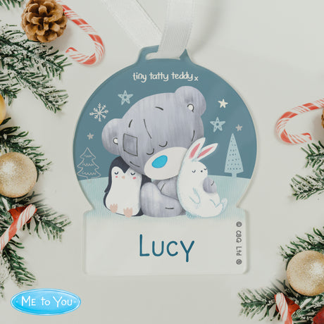 Personalised Tiny Tatty Teddy Snow Globe: 3 - Christmas Decorations