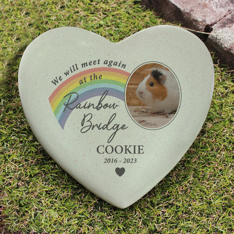 Personalised Pet Rainbow Photo Upload Memorial Resin Heart - Memorials at Gift Moments