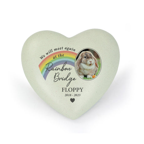 Personalised Pet Rainbow Photo Upload Memorial Resin Heart - Memorials at Gift Moments