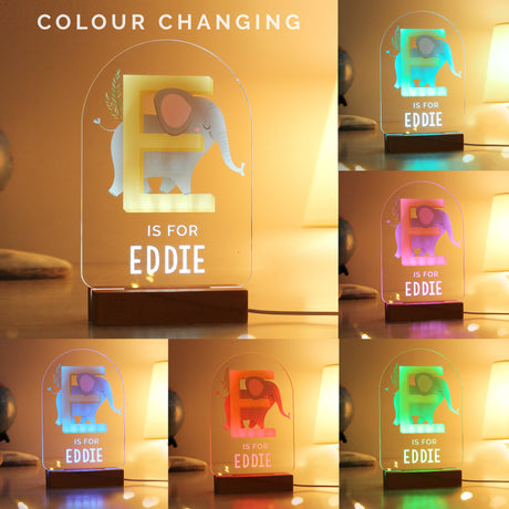 Personalised Animal Alphabet Wooden Based LED Light - LED Lighting at Gift Moments