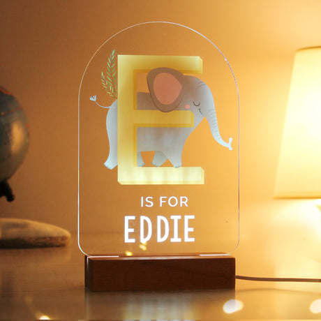 Personalised Animal Alphabet Wooden Based LED Light - LED Lighting at Gift Moments