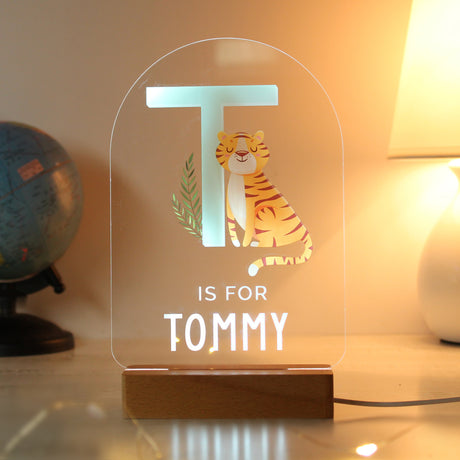 Personalised Animal Alphabet Wooden Based LED Light - LED Lighting at Gift Moments