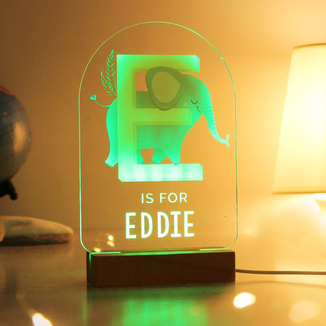 Personalised Animal Alphabet Wooden Based LED Light - LED Lighting at Gift Moments