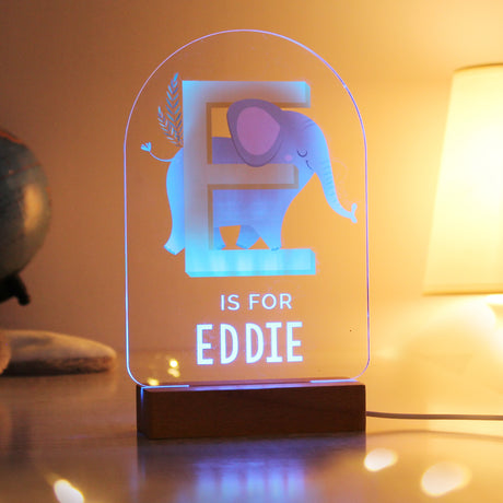 Personalised Animal Alphabet Wooden Based LED Light - LED Lighting at Gift Moments