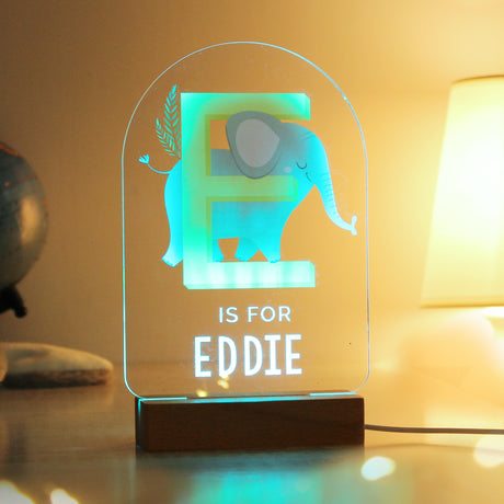 Personalised Animal Alphabet Wooden Based LED Light - LED Lighting at Gift Moments