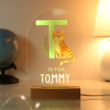 Personalised Animal Alphabet Wooden Based LED Light - LED Lighting at Gift Moments