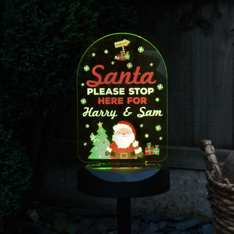 Personalised Santa Stop Here Outdoor Solar Light - LED Lighting at Gift Moments