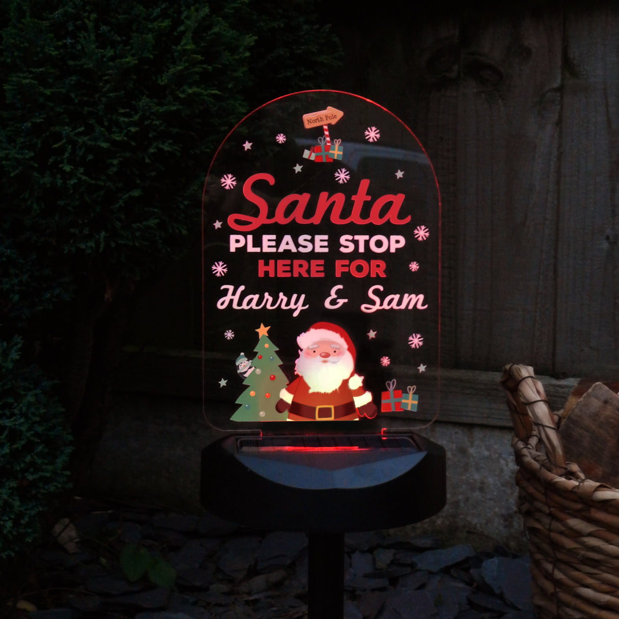 Personalised Santa Stop Here Outdoor Solar Light - LED Lighting at Gift Moments