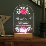 Personalised Christmas Poinsettia Wooden Based LED Light Default Title - LED Lighting at Gift Moments