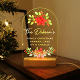 Personalised Christmas Poinsettia Wooden Based LED Light - LED Lighting at Gift Moments