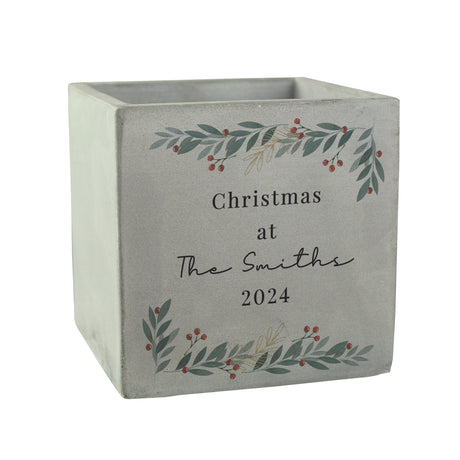 Personalised Christmas Foliage Concrete Planter - Vases & Plant Pots at Gift Moments