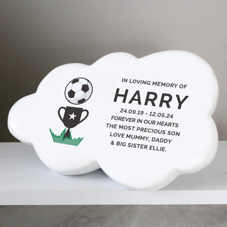 Personalised Football Resin Memorial Cloud - Memorials at Gift Moments