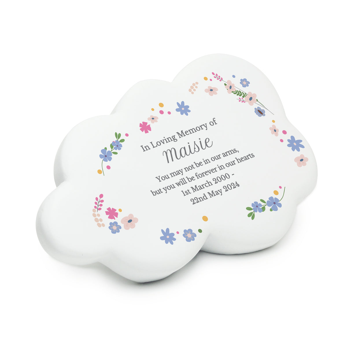 Personalised Floral Resin Memorial Cloud - Memorials at Gift Moments