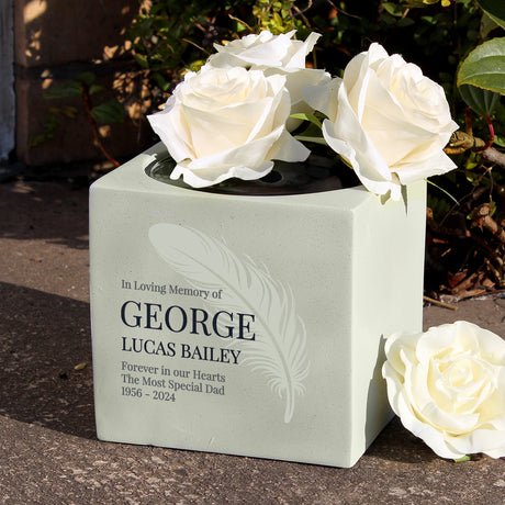 Personalised Feather Memorial Vase Default Title - Vases & Plant Pots at Gift Moments