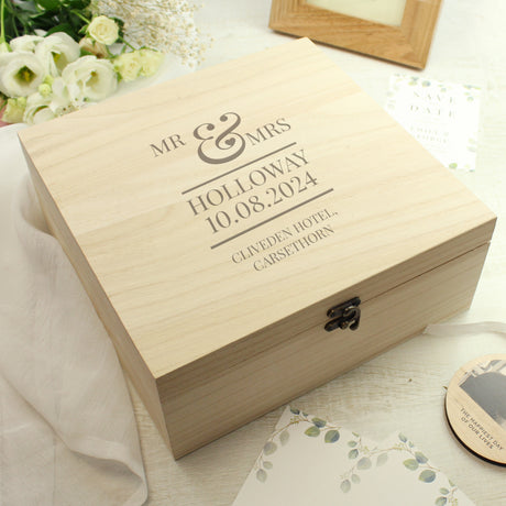 Personalised Mr & Mrs Large Wooden Keepsake Box - Keepsake Boxes at Gift Moments