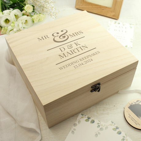 Personalised Mr & Mrs Large Wooden Keepsake Box - Keepsake Boxes at Gift Moments