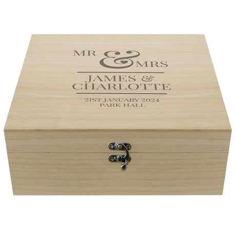 Personalised Mr & Mrs Large Wooden Keepsake Box - Keepsake Boxes at Gift Moments