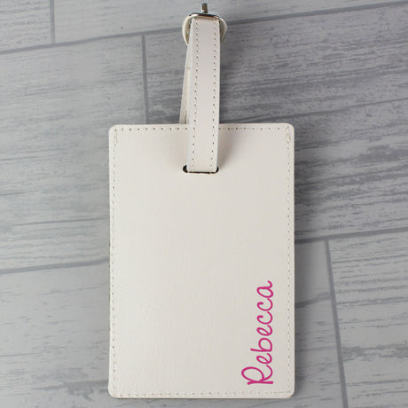 Personalised Pink Name Cream Luggage Tag - Travel Accessories at Gift Moments