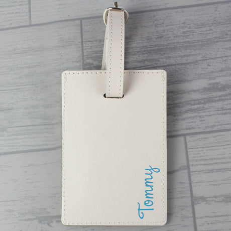 Personalised Blue Name Cream Luggage Tag - Travel Accessories at Gift Moments