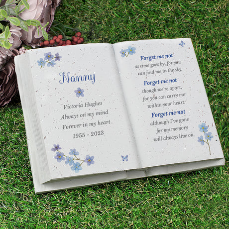 Personalised Forget Me Not Memorial Resin Book - Memorials at Gift Moments