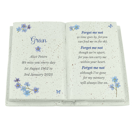 Personalised Forget Me Not Memorial Resin Book - Memorials at Gift Moments