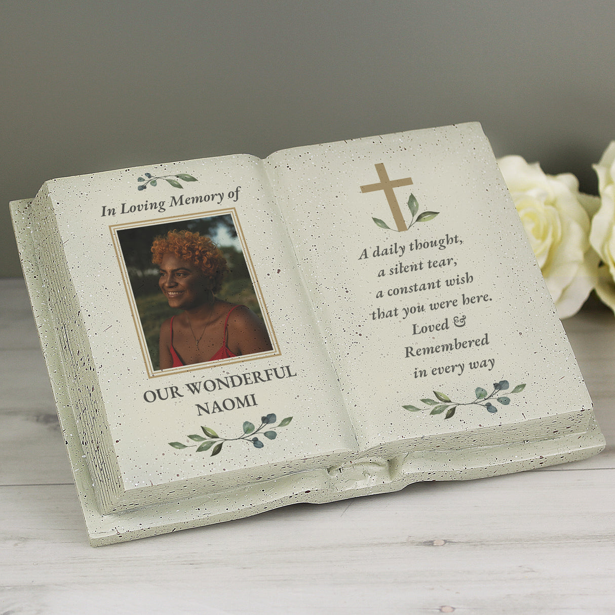 Personalised Memorial Cross Photo Upload Resin Book - Memorials at Gift Moments