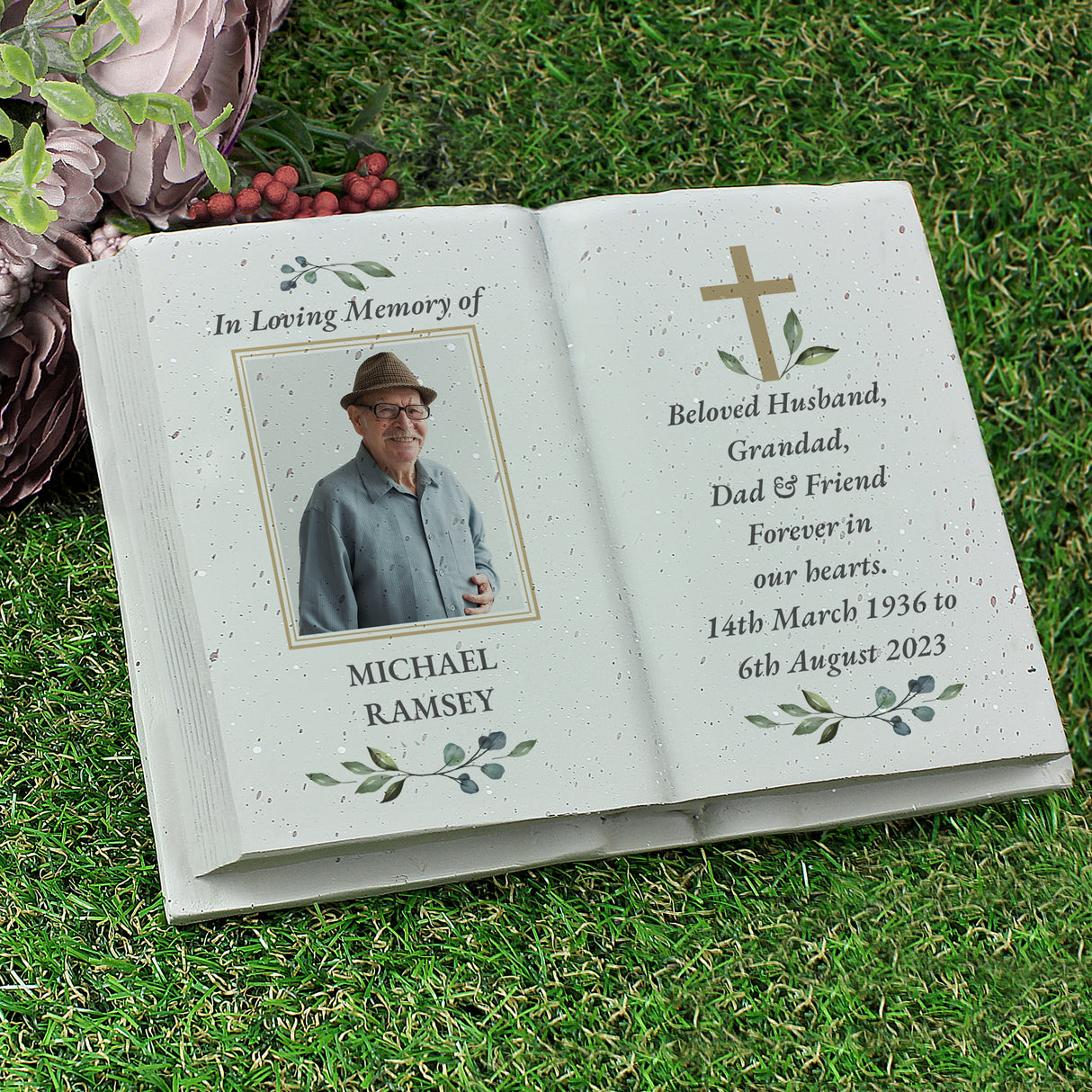 Personalised Memorial Cross Photo Upload Resin Book - Memorials at Gift Moments