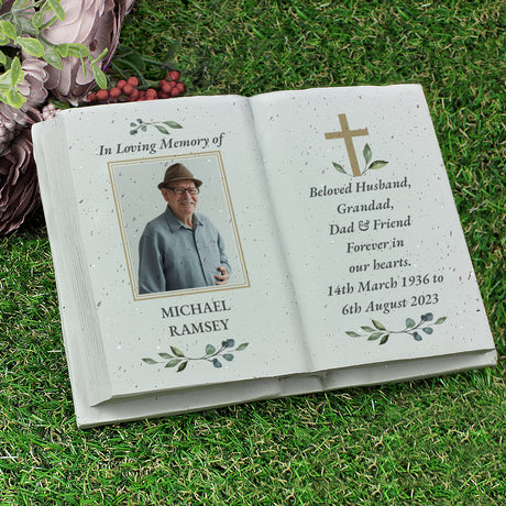 Personalised Memorial Cross Photo Upload Resin Book - Memorials at Gift Moments