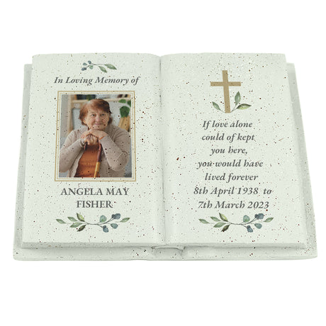 Personalised Memorial Cross Photo Upload Resin Book - Memorials at Gift Moments