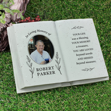 Personalised Botanical Memorial Photo Upload Resin Book - Memorials at Gift Moments