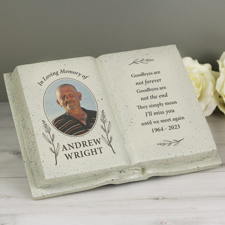 Personalised Botanical Memorial Photo Upload Resin Book - Memorials at Gift Moments