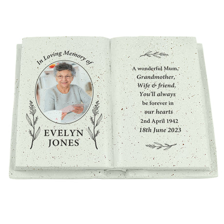 Personalised Botanical Memorial Photo Upload Resin Book - Memorials at Gift Moments