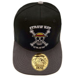 One Piece Snapback Cap - Black and Grey with Straw Hat Crew Logo - Caps & Hats at Gift Moments