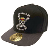 One Piece Snapback Cap - Black and Grey with Straw Hat Crew Logo Default Title - Caps & Hats at Gift Moments