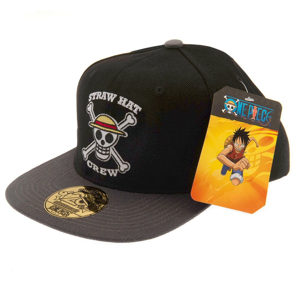 One Piece Snapback Cap - Black and Grey with Straw Hat Crew Logo - Caps & Hats at Gift Moments