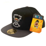 One Piece Snapback Cap - Black and Grey with Straw Hat Crew Logo - Caps & Hats at Gift Moments