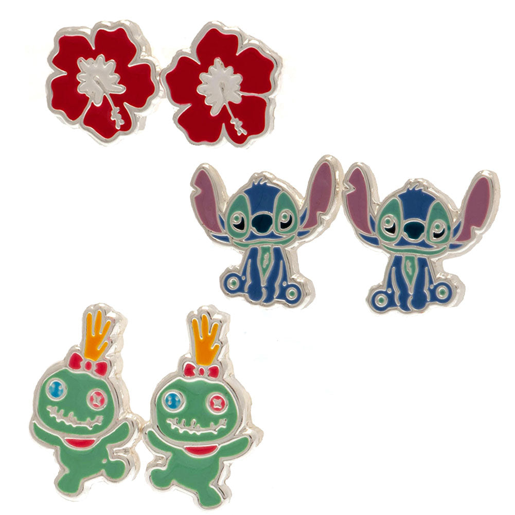 Lilo & Stitch Plated Brass Earring Set Default Title - Jewellery at Gift Moments