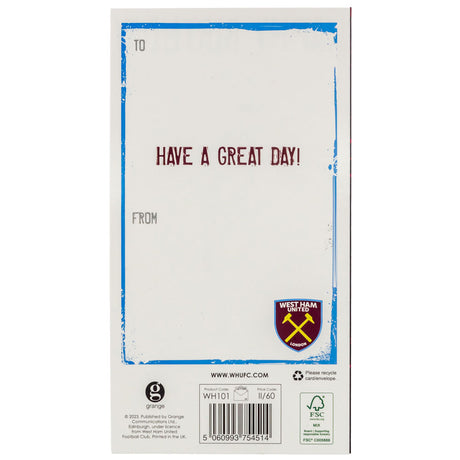 West Ham United FC Crest Birthday Card - Greeting Cards at Gift Moments