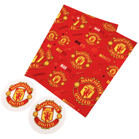 Manchester United FC Text Gift Wrap - Gift Wrap & Bags at Gift Moments