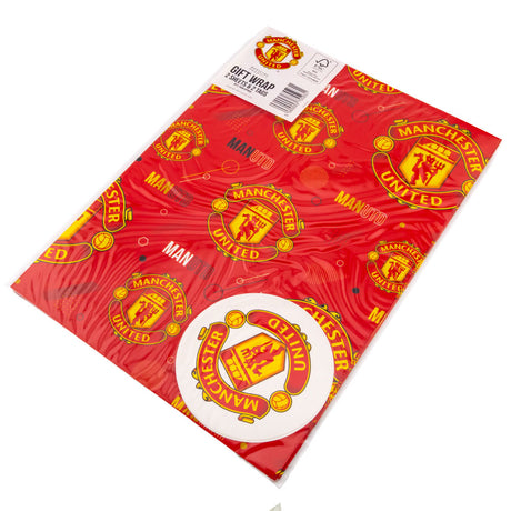 Manchester United FC Text Gift Wrap - Gift Wrap & Bags at Gift Moments