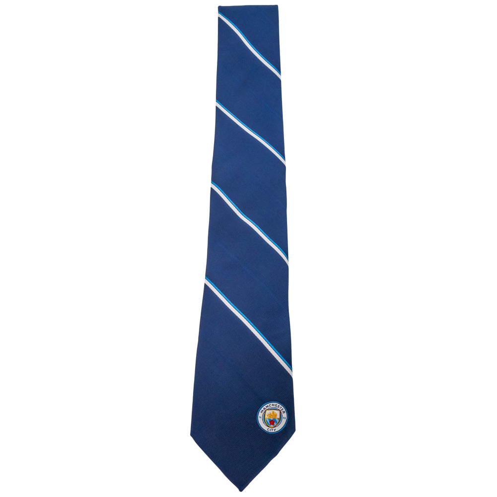 Manchester City FC Stripe Tie - Navy Blue and White - Ties at Gift Moments