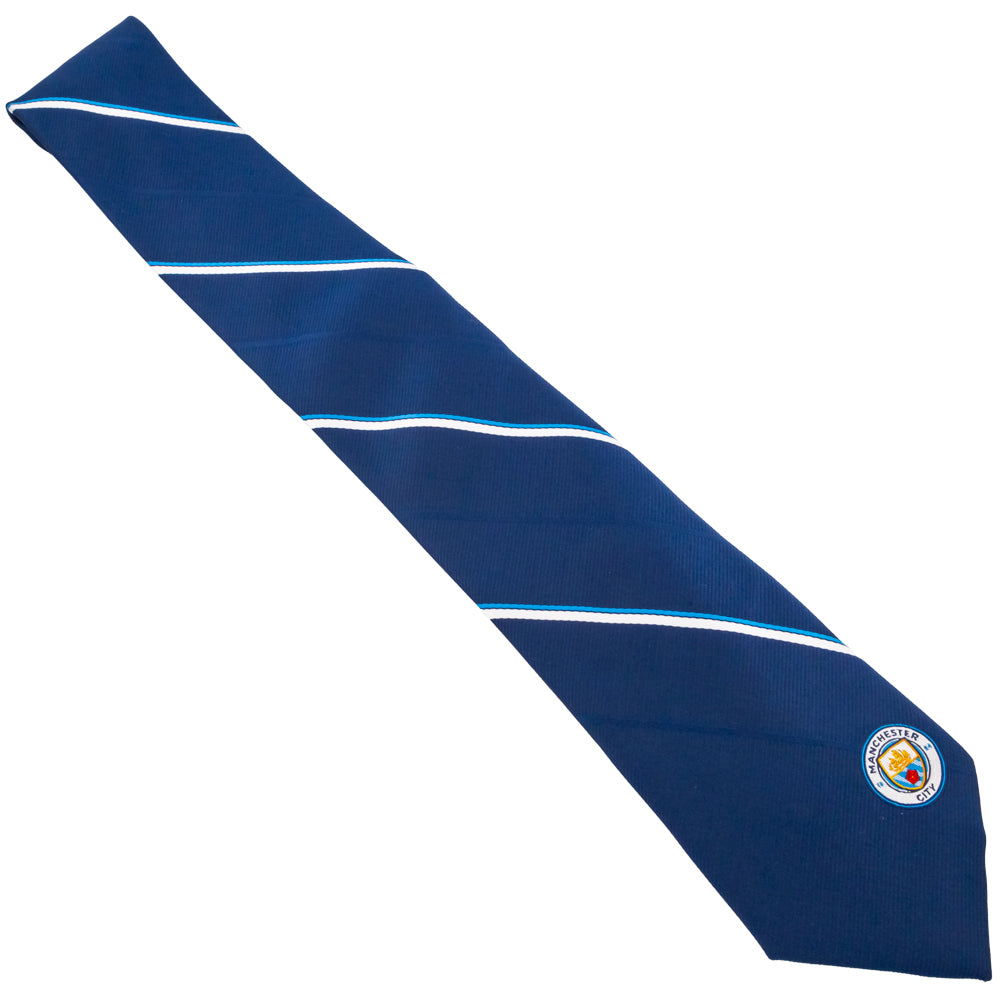 Manchester City FC Stripe Tie - Navy Blue and White - Ties at Gift Moments