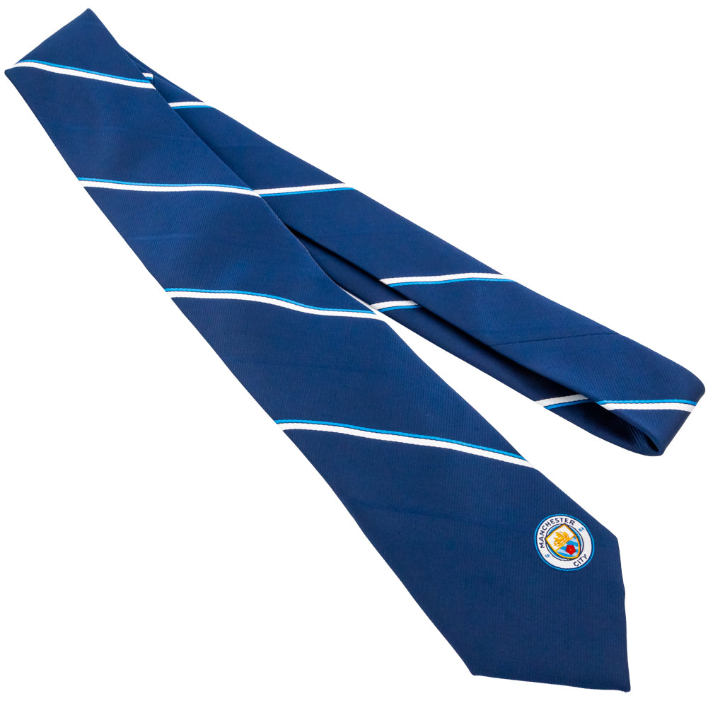 Manchester City FC Stripe Tie - Navy Blue and White - Ties at Gift Moments