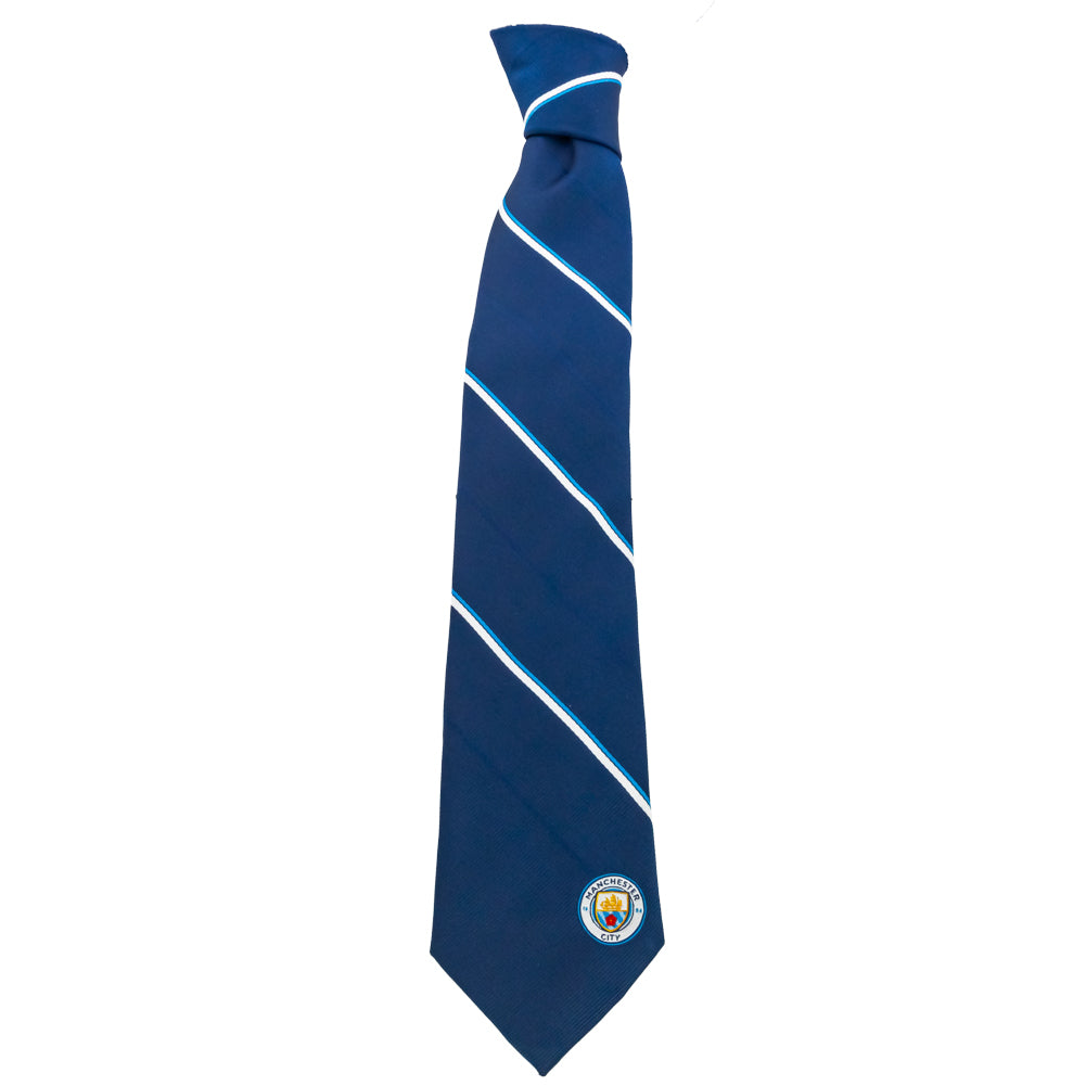 Manchester City FC Stripe Tie - Navy Blue and White - Ties at Gift Moments