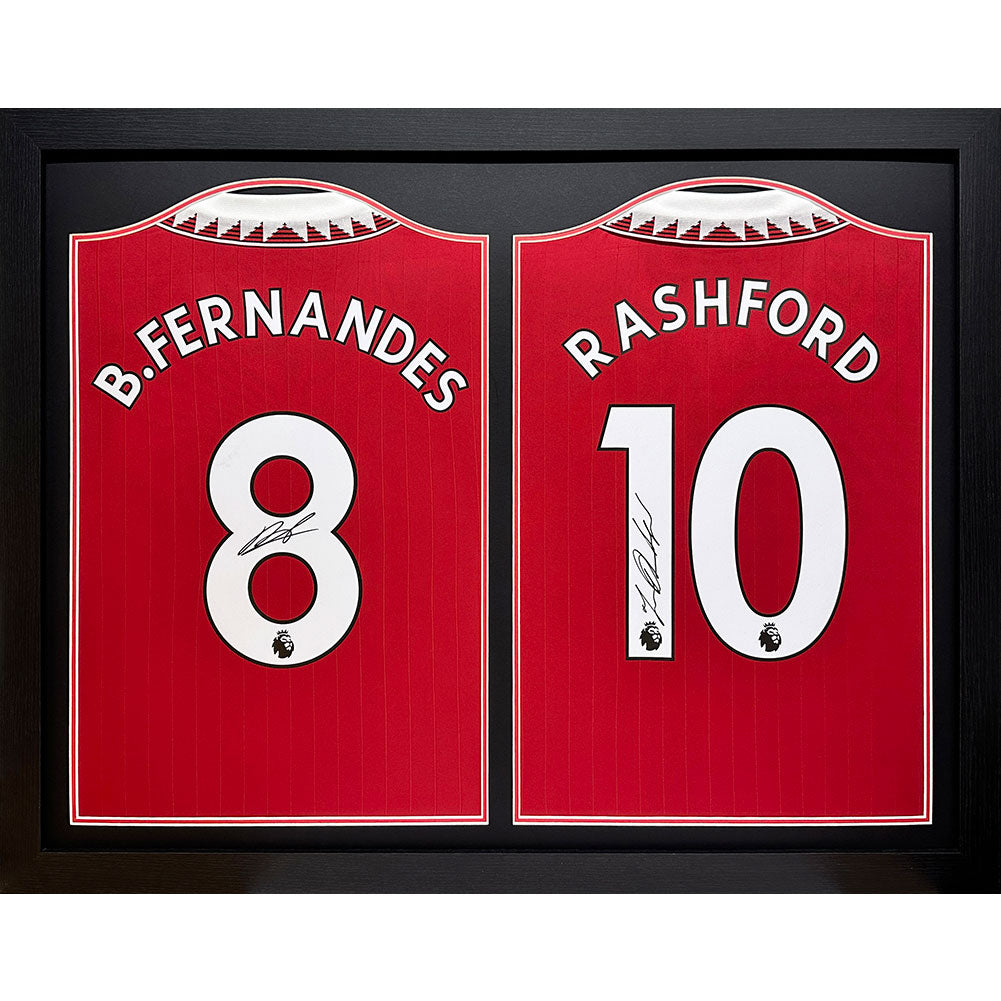 Bruno Fernandes & Rashford Signed Dual Framed Shirts Default Title - Signed Memorabilia at Gift Moments