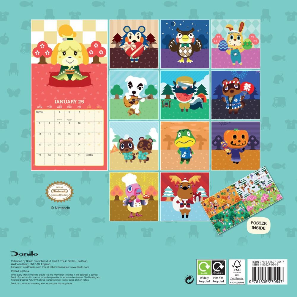 Animal Crossing 2025 Square Wall Calendar - Calendars & Planners at Gift Moments