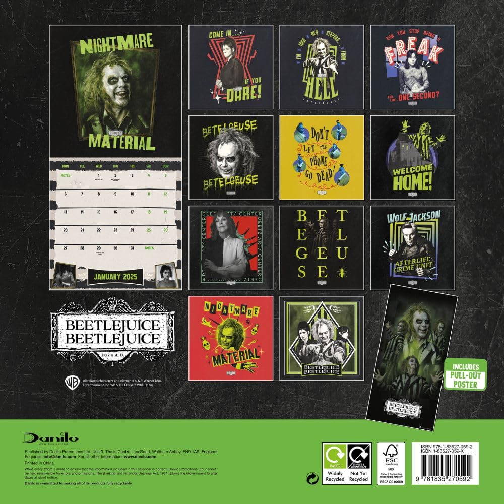 Beetlejuice 2 2025 Square Wall Calendar: 4 - Calendars By Beetlejuice